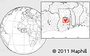 Blank Location Map of Atebubu, within the entire country