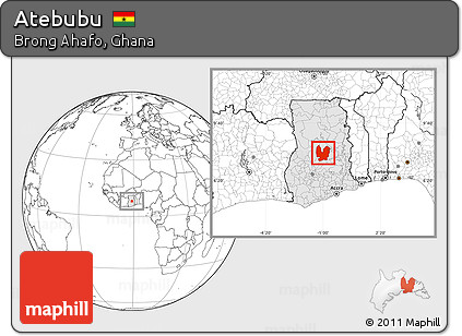 Blank Location Map of Atebubu, highlighted country