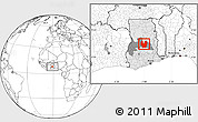 Blank Location Map of Atebubu, highlighted country, highlighted parent region, within the entire country