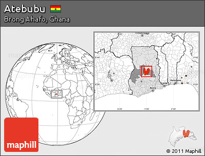 Blank Location Map of Atebubu, highlighted country, highlighted parent region