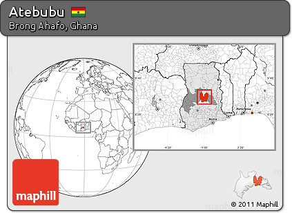 Blank Location Map of Atebubu, highlighted country, highlighted parent region