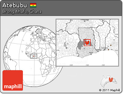 Blank Location Map of Atebubu, highlighted country, highlighted parent region