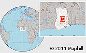 Gray Location Map of Atebubu, highlighted country