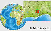 Physical Location Map of Atebubu, within the entire country
