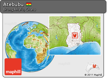 Physical Location Map of Atebubu, highlighted country