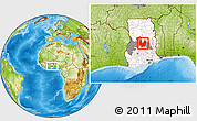 Physical Location Map of Atebubu, highlighted country, highlighted parent region