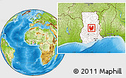Physical Location Map of Atebubu, highlighted country