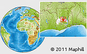 Physical Location Map of Atebubu, highlighted parent region, within the entire country