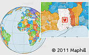 Political Location Map of Atebubu, highlighted country, within the entire country