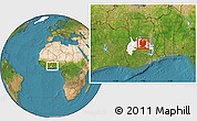 Satellite Location Map of Atebubu, highlighted parent region
