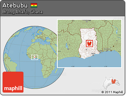 Savanna Style Location Map of Atebubu, highlighted country