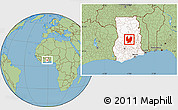 Savanna Style Location Map of Atebubu, highlighted country