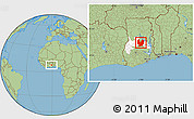 Savanna Style Location Map of Atebubu, highlighted parent region