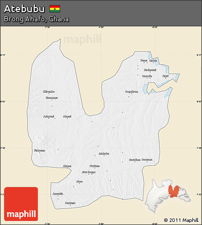 Classic Style Map of Atebubu, single color outside