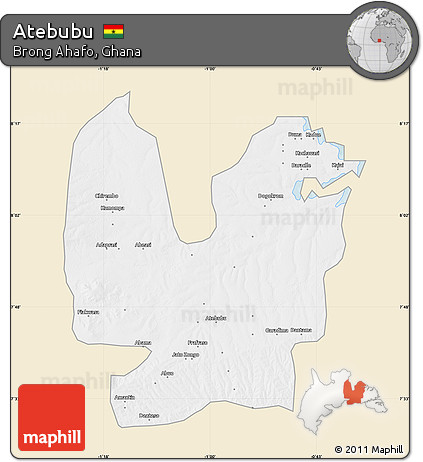 Classic Style Map of Atebubu, single color outside