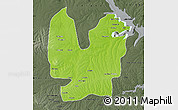 Physical Map of Atebubu, darken, semi-desaturated