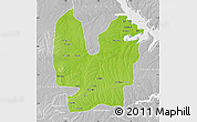 Physical Map of Atebubu, lighten, desaturated