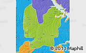 Physical Map of Atebubu, political outside