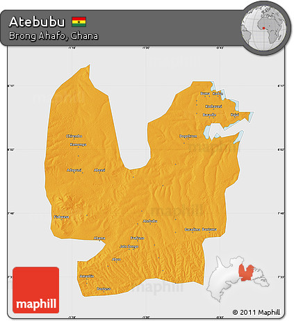 Political Map of Atebubu, single color outside