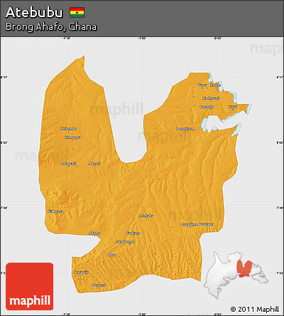Political Map of Atebubu, single color outside