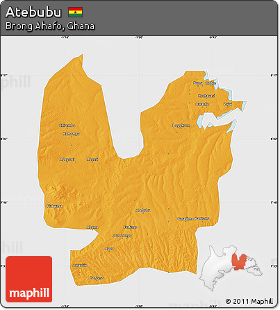 Political Map of Atebubu, single color outside