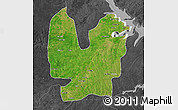 Satellite Map of Atebubu, darken, desaturated