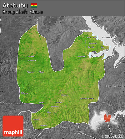 Satellite Map of Atebubu, desaturated