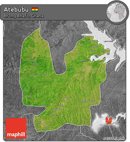 Satellite Map of Atebubu, desaturated