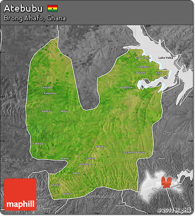 Satellite Map of Atebubu, desaturated