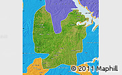 Satellite Map of Atebubu, political outside