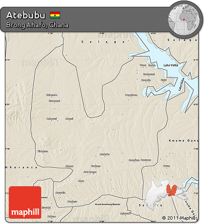 Shaded Relief Map of Atebubu