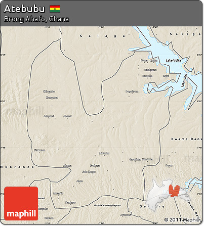 Shaded Relief Map of Atebubu