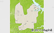 Shaded Relief Map of Atebubu, physical outside