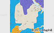 Shaded Relief Map of Atebubu, political outside