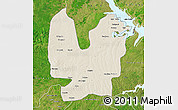 Shaded Relief Map of Atebubu, satellite outside