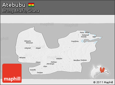 Gray Panoramic Map of Atebubu, single color outside