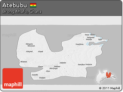 Gray Panoramic Map of Atebubu, single color outside