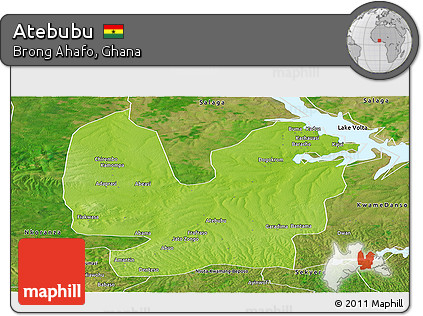 Physical Panoramic Map of Atebubu, satellite outside