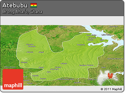Physical Panoramic Map of Atebubu, satellite outside