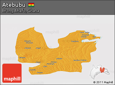 Political Panoramic Map of Atebubu, cropped outside