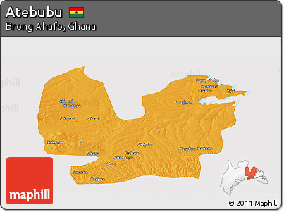 Political Panoramic Map of Atebubu, cropped outside