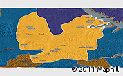 Political Panoramic Map of Atebubu, darken