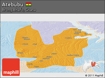 Political Panoramic Map of Atebubu, lighten