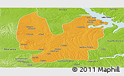 Political Panoramic Map of Atebubu, physical outside