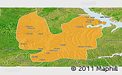 Political Panoramic Map of Atebubu, satellite outside