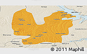 Political Panoramic Map of Atebubu, shaded relief outside