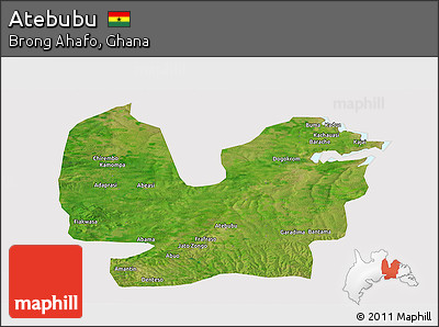 Satellite Panoramic Map of Atebubu, cropped outside