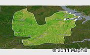Satellite Panoramic Map of Atebubu, darken
