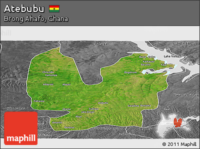 Satellite Panoramic Map of Atebubu, desaturated