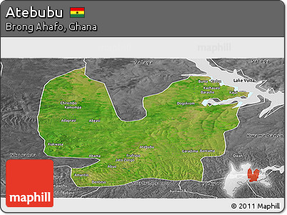 Satellite Panoramic Map of Atebubu, desaturated